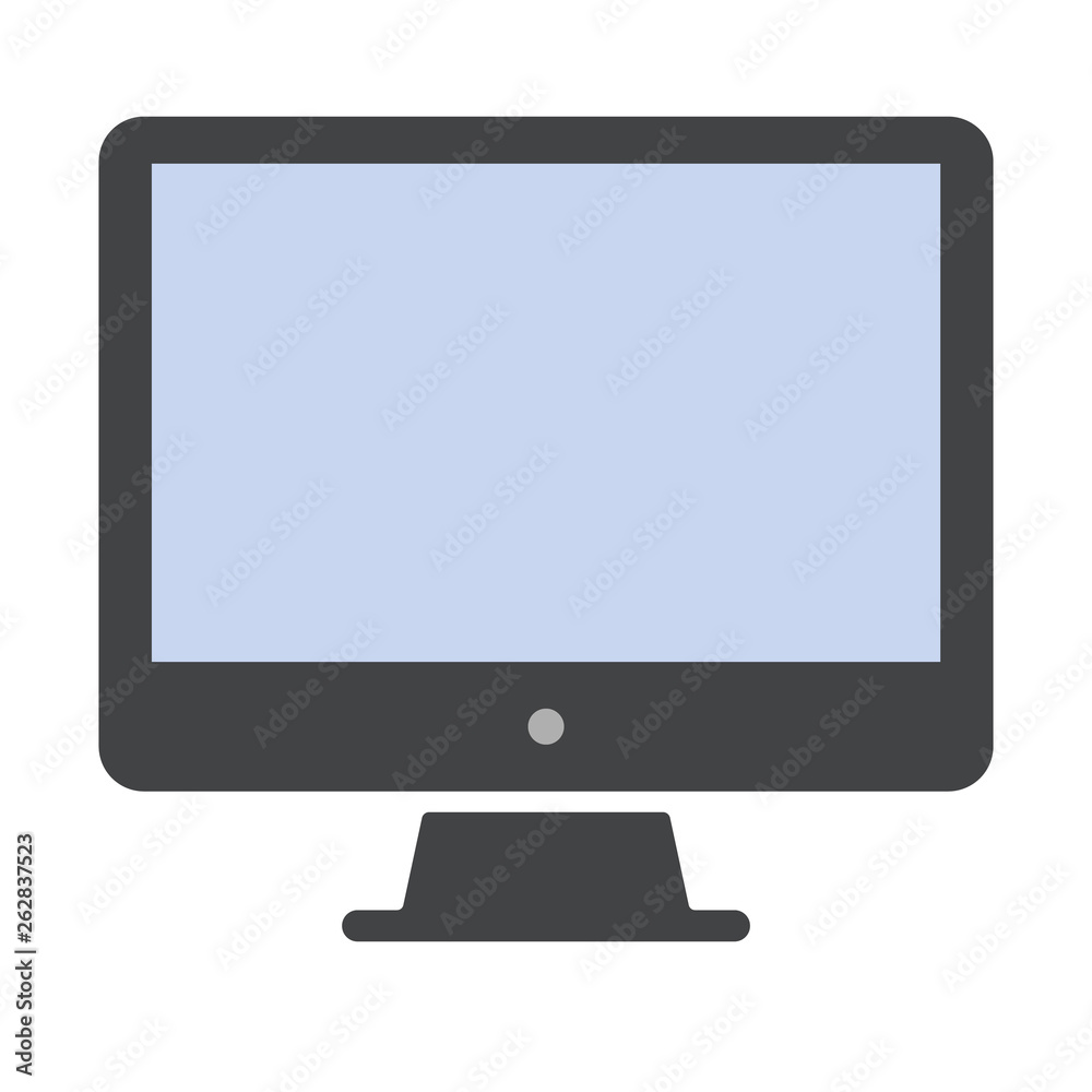 Fototapete Grey desktop computer with blue screen. Desktop computer icon vector eps10