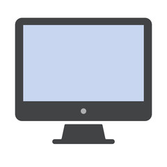 Grey desktop computer with blue screen. Desktop computer icon vector eps10