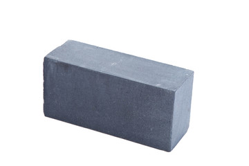 Grey ceramic brick at the white background, isolated
