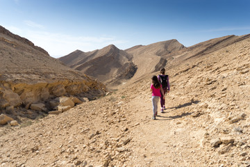 Hiking in Negev desert of Israel