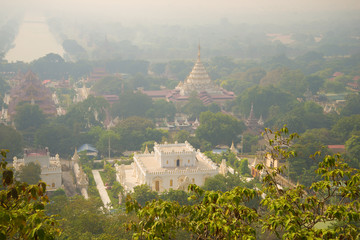 Foggy morning in the old city. Mandalay, Burma
