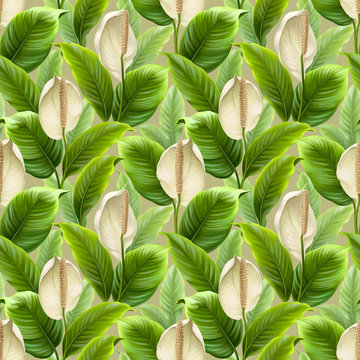 Anthurium flower. Seamless pattern design. Digital art