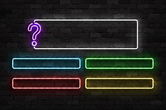 Vector realistic isolated neon sign of Quiz frames logo for template decoration and covering on the wall background. Concept of trivia night and question.