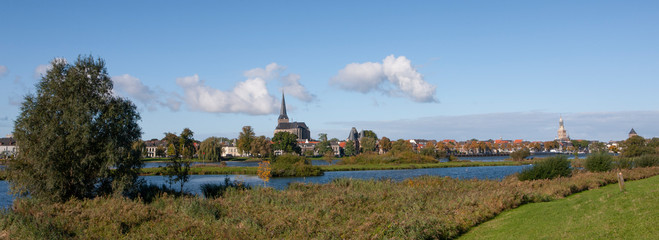City of Kampen Overijssel Netherlands. River IJssel panorama