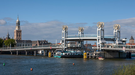 City of Kampen Overijssel Netherlands. River IJssel bridge