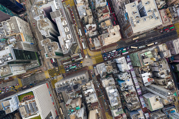 Top down view of Hong Kong city