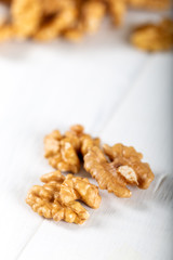 walnuts on white background