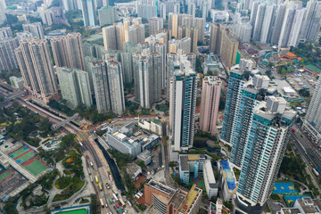 Fototapeta na wymiar top view of Hong Kong city
