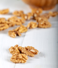 walnuts on white background