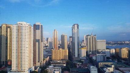 Skyline of Manila seen from above, Philippines