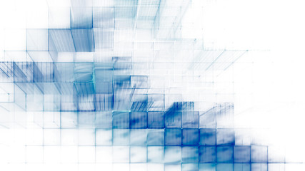 Abstract blue on white background element. Fractal graphics 3d illustration. Science or technology concept.