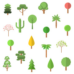 Set of 16 cartoon trees