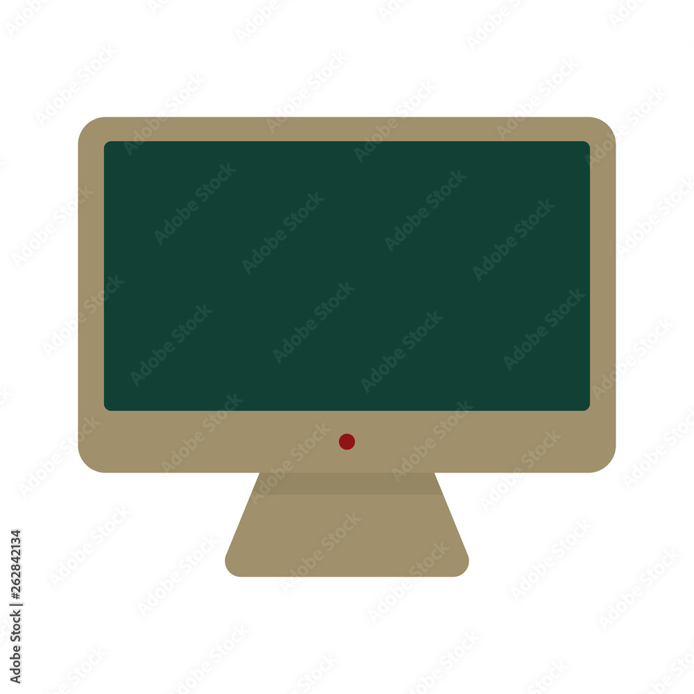 Fototapete Desctop computer front view with green empty screen on white background vector eps10. Desktop computer icon.