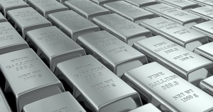 Gallium ingots background, loop animation. 3D rendering
