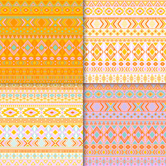 African, tribal ethnic motifs geometric patterns set.