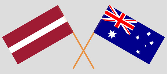 Australia and Latvia. The Australian and Latvian flags. Official colors. Correct proportion. Vector illustration