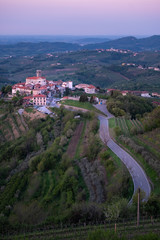 Village Šmartno between vineyards in wine region Brda in Slovenia