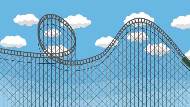 Amusement Park Roller Coaster With A Blue Sky