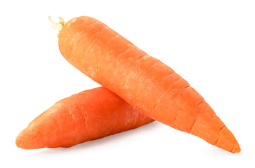 Fresh carrots on a white background, isolated.