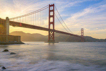 Golden Gate Bridge at sunset, San Francisco, California, Usa