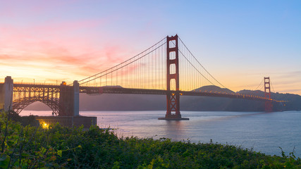 Obraz na płótnie Canvas Golden Gate Bridge at sunset, San Francisco, California, Usa
