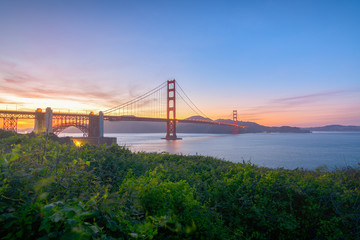 Fototapeta na wymiar Golden Gate Bridge at sunset, San Francisco, California, Usa