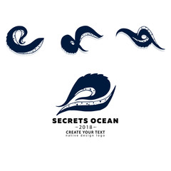 tentacles octopus vector logo. cafe and asian kitchen