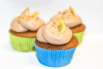 Trio of banana cupcakes