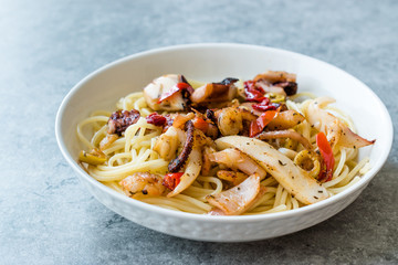 Seafood Pasta Spaghetti with Shrimps, Octopus, Prawn, Clams and Calamari
