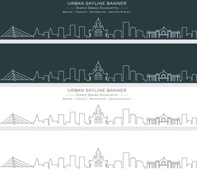 Fototapeta premium Helsinki Single Line Skyline Banner