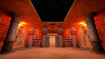 original concept art of ancient temple environment at night