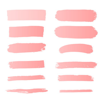 Abstract pink brush strokes set