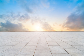 Empty Plaza Bricks and Sky Landscape..