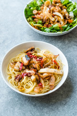 Mixed of Seafood Pasta Spaghetti with Salad
