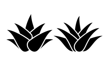 Aloe vera silhouette icon set