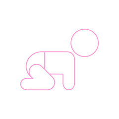 Icono plano lineal beb&eacute; con pa&ntilde;al en color rosa