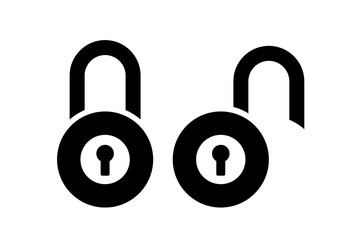 Open closed padlock vector sign