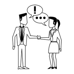 Business teamwork workers avatar in black and white