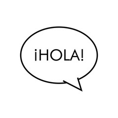 Logotipo con texto HOLA en burbuja lineal color negro