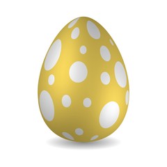 Realistic golden Easter egg decorated with different sized dots