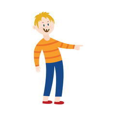 Boy bully pointing a finger and laughing