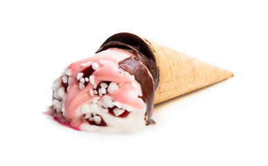 Melting ice cream isolated on white