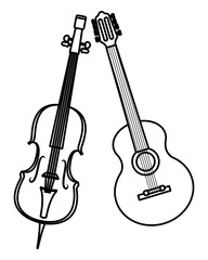 violin and guitar black and white