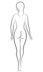 Fototapeta premium Silhouette of a sweet standing lady. The girl has a beautiful slim figure. Vector illustration.