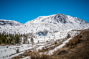 Fototapeta na wymiar Sierra Nevada with it snowy mountains on a winters day - travel photography