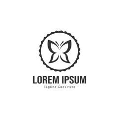Butterfly logo template design. Butterfly logo with modern frame
