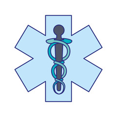 Medical caudeceus symbol blue lines