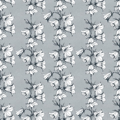 Seamless  flower pattern on paper background. Hand drawn ink illustration.  Wallpaper or fabric design. Stylish illustration.