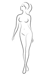 Fototapeta premium Silhouette of a sweet standing lady. The girl has a beautiful figure. Vector illustration.