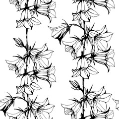 Seamless  flower pattern. Hand drawn ink illustration. Wallpaper or fabric design. Stylish illustration.